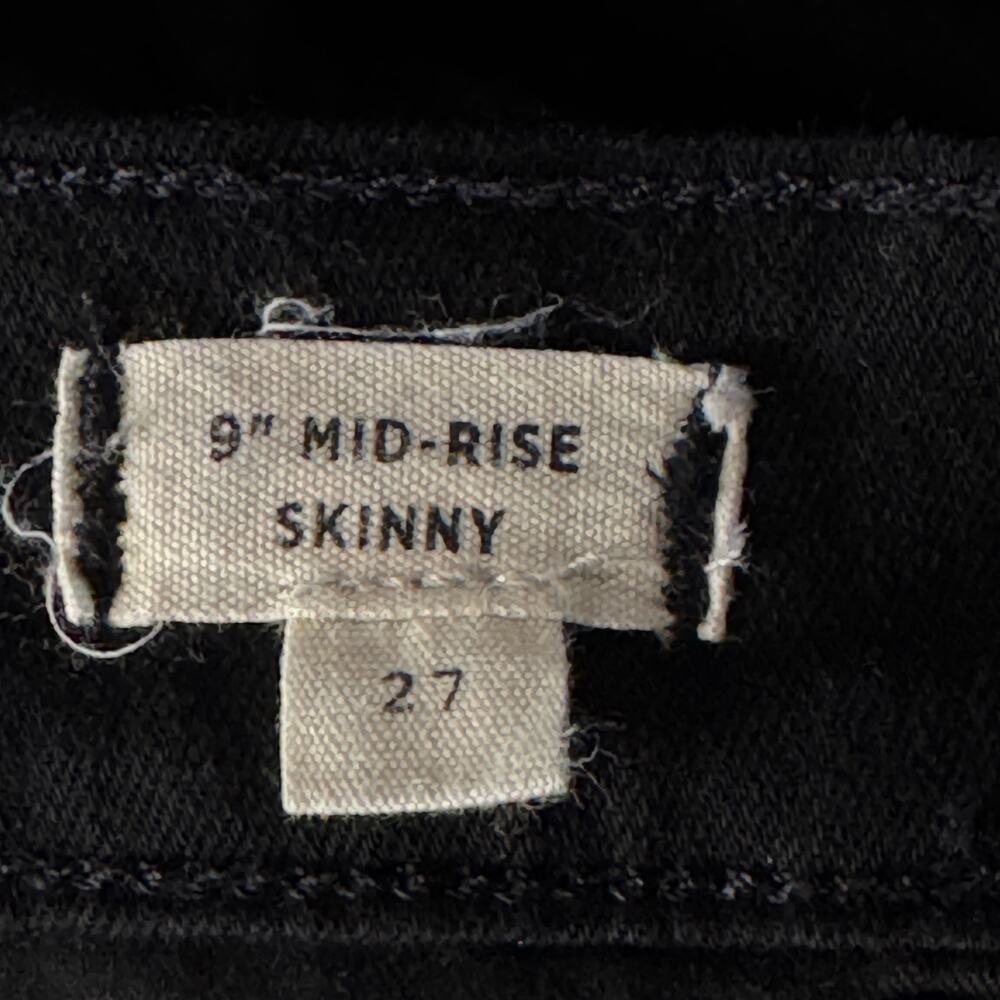 Madewell SZ 27 - 9” Skinny Jeans Mid-Rise Button-Fly Stretch Pockets Black Women - Picture 8 of 10